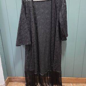 Torrid Black Lace Fringe Poncho
